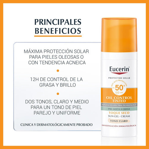 Protector Solar Facial Eucerin Sun Fps 50+ Tono Claro 50ml
