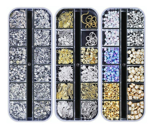 Kit De Diamantes Para Decoración De Uñas, 12 Cajas