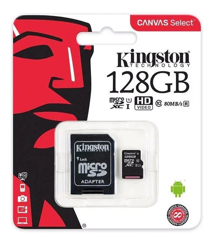 Memoria Micro Sd Xc 128gb Kingston Clase 10 Full Hd S7 S8 M8
