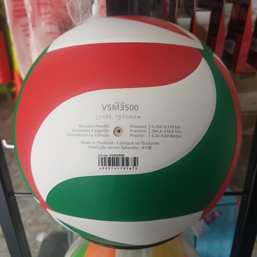 Balon Voleibol Molten V5m3500 Pu Laminado Verde/bco/rojo N.5