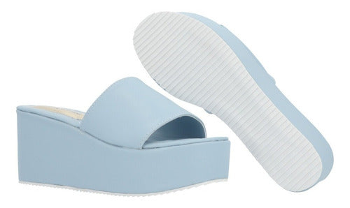 Sandalia De Plataforma Casual Azul Celeste Pastel Para Mujer