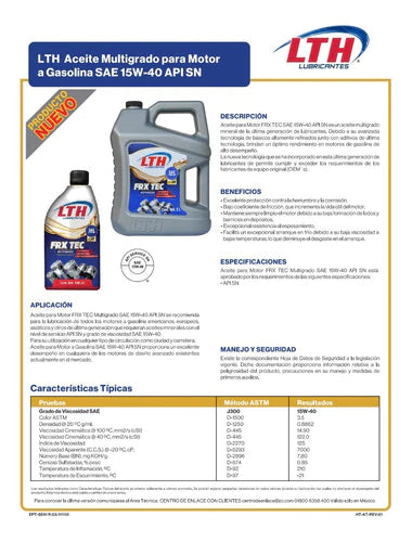 Aceite Motor 15w40 Multigrado Mineral 5l Oficial Lth