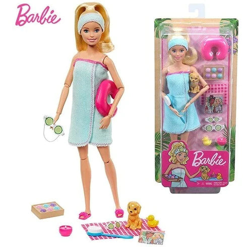 Barbie Articulada Fashionista Día De Spa Con Mascota