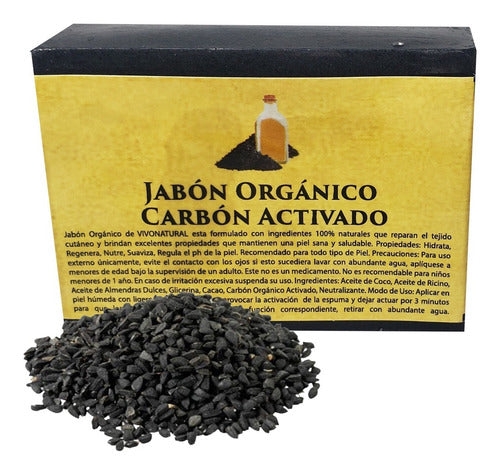 10 Jabones En Barra Orgánico Con Carbón Activado 120 Gr