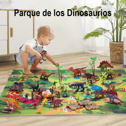 Juguete Dinosaurio Para Niños Con Mapa Y Árbol Y Cajas 82pcs
