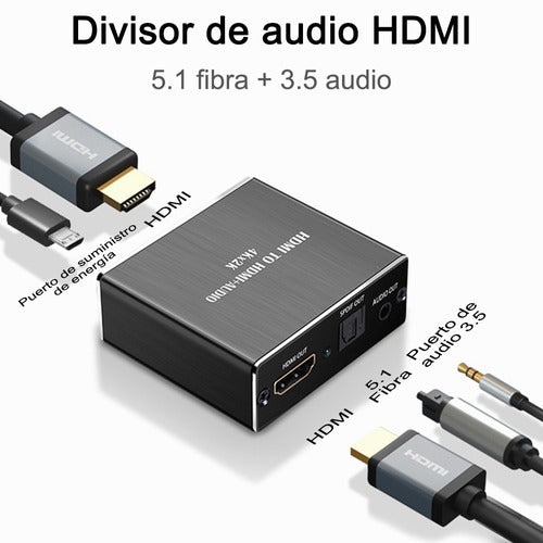 Extractor De Audio Hdmi 4k 5.1 Spdif Estéreo Convertidor De