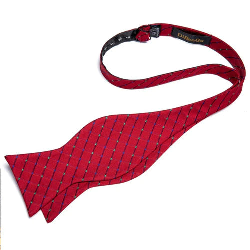 0088-f Corbata De Moño Seda Pañuelo Mancuernilla - Rojo