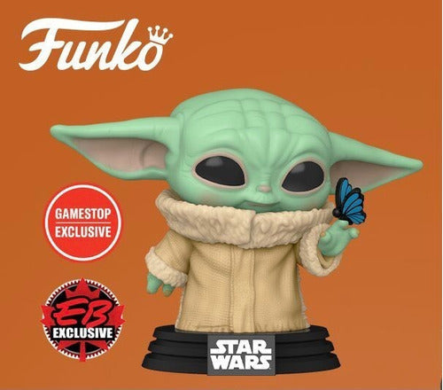 Funko Pop Star Wars Baby Yoda Grogu Mariposa 468 + Protector
