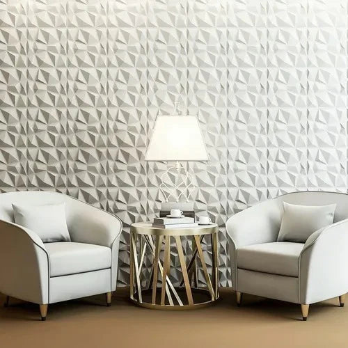 Panel 3d Decorativo 50x50cm Blanco Parede Con Adhesivo 12pz