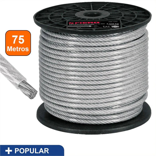 Cable Rígido De Acero 1/8 , Recubierto Pvc, 7x7, 75 M 44219