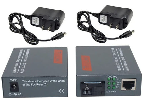 1 Par Convertidor Medios De Fibra Óptica Ethernet 1000 Mbps