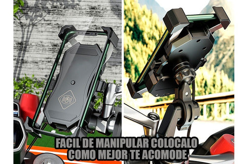 Soporte  P/celular Motocicleta Qi Carga Rapida Inalambrica