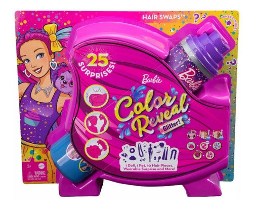 Barbie Color Reveal Glitter Party 25 Sorpresas Morado 2021