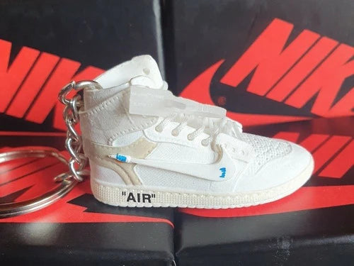 2 Llaveros Mini Sneaker Air Jordan 1 High Off White Blanco