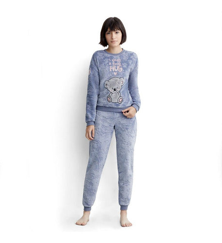 Pijama Completa 2 Pzs Pantalón Sudadera Peluche Dama 995795