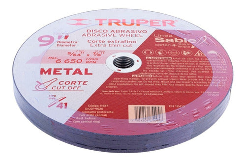 10 Pz Disco Corte Metal 9'' X 2mm Esmeril Sable Truper 11587