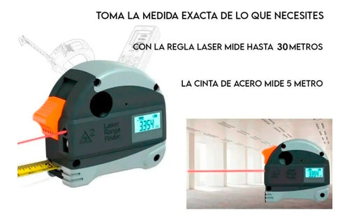 Flexometro Laser 30m / Cinta Metrica 4m Contra Impacto