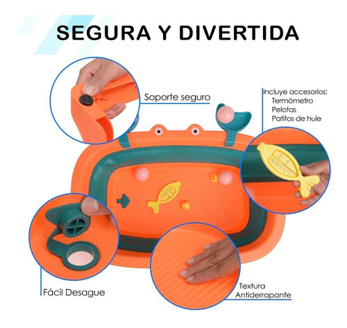 Tina Bañera Plegable Para Bebe Ligera + Jugetes Termometro