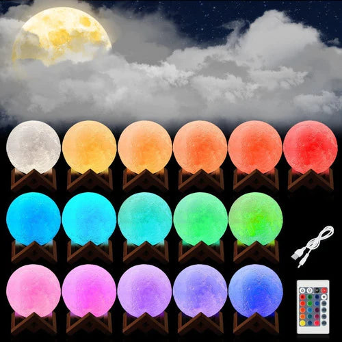 15cm Lámparas Luna 3d 16 Colores Táctil Y Control Remoto Usb