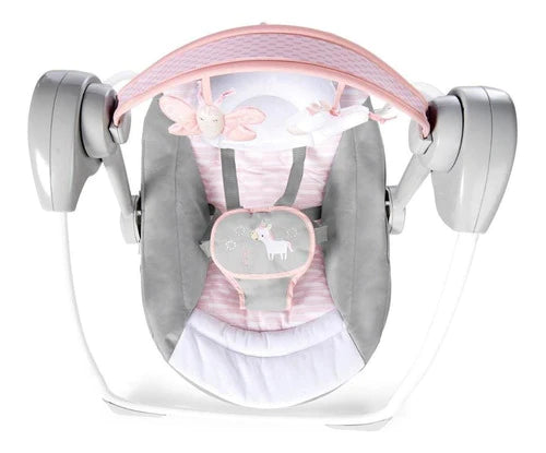 Silla Mecedora Para Bebé Ingenuity Comfort 2 Go Portable Swing Eléctrica Flora The Unicorn Gris/blanco/rosa
