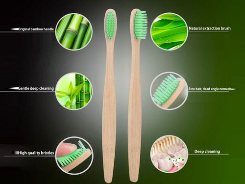 60 Cepillos De Dientes De Bambú, Cerdas Suaves Ecológicas, A