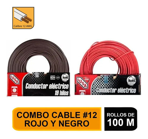 Combo Cable #12 Thw-ls / Thhw-ls 100m Rojo Y Negro. Iusa