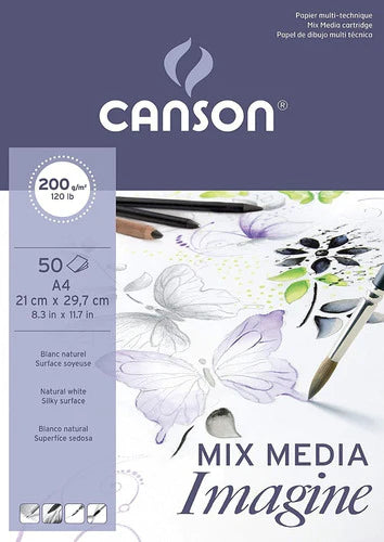 Block Imagine Canson, Mix Media 50 Hojas A4 200g 21 X 29.7