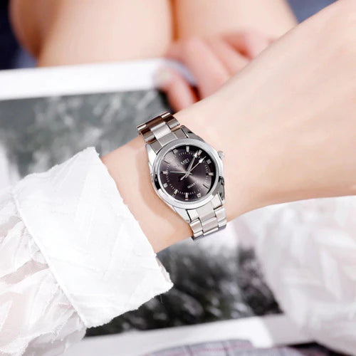 Reloj Dama Mujer Elegante Acero Inoxidable Cuarzo + Estuche