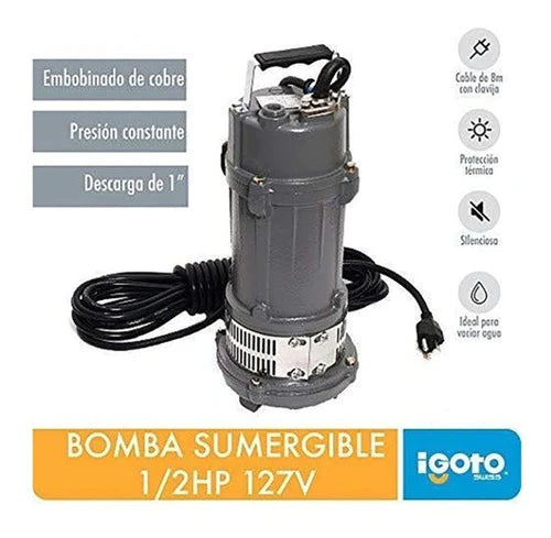 Bomba Sumergible Agua 1/2hp 17mt 85lpm Igoto Qdx1.5-17-0.37t