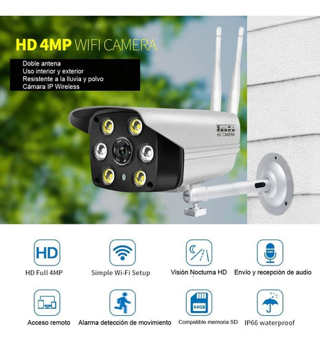 Hopemob Camara Seguridad Ip 4mp 1080 Hd Wifi Vision Nocturna