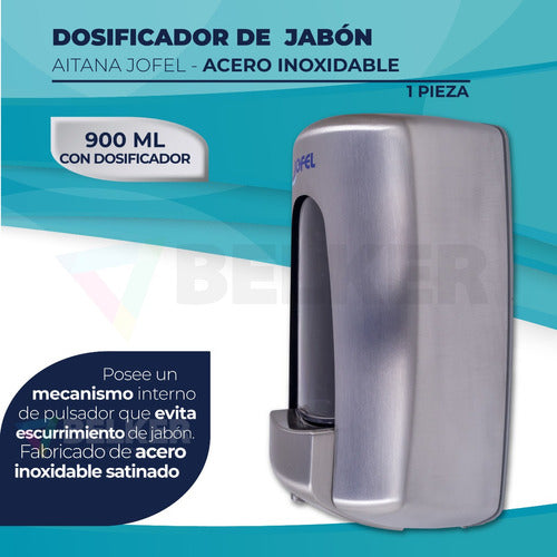 Jabonera Dispensador De Jabon Acero Inoxidable Jofel Ac79000