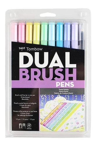 Marcadores Tombow Dual Brush Colores Pastel Doble Punta 10pz