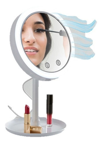 Espejo De Maquillaje Con Ventilador Y Luz Led