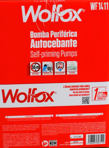 Bomba Periferica Autocebante Wolfox Wf1411 1hp 746w