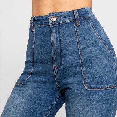 Jeans Dama Seven Pantalón Mezclilla Acampanado Colombiano