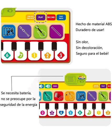 Alfombrilla Educativa De Piano Musical Para Niños, 80x30 Cm