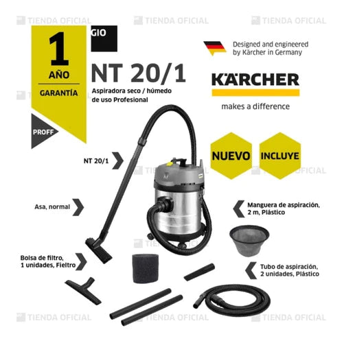 Aspiradora Profesional Karcher Nt 20/1 *mx Liquido Y Polvo