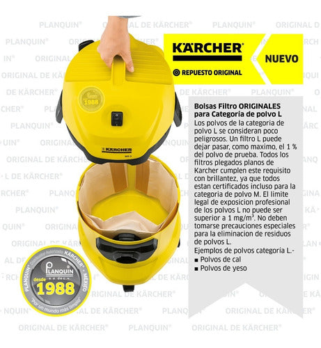 Bolsas Filtro De Papel, Original Karcher® P/ Aspiradora Wd 3