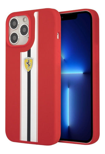 Protector Ferrari Silicone Lines Rojo iPhone 13 Pro Max