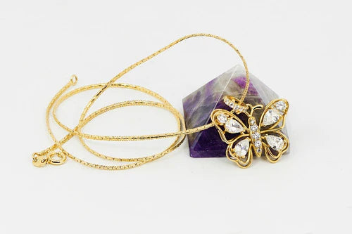 Collar Cadena Dije Mariposa Monarca Diamantes Oro 18k Regalo