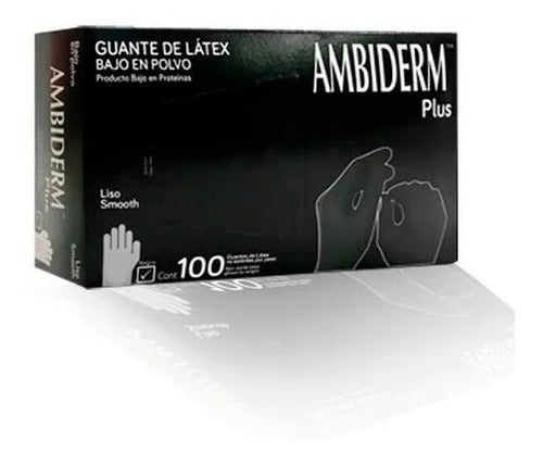 Guante Latex Negro Ambiderm Plus Caja Con 100 Talla Mediana