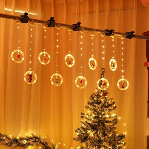 Anillo De Lámpara Luces Aros Navidad Para Cortina Decoración