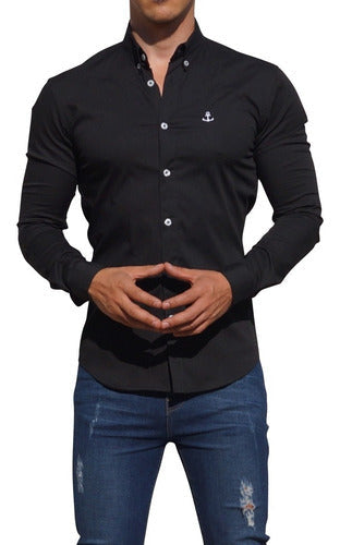 Camisa Negra John Leopard Super Slim Fit