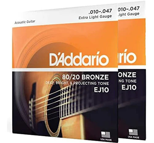 2 Juegos De Cuerdas Bronce  Guitarra Acústica Daddario Ej-10