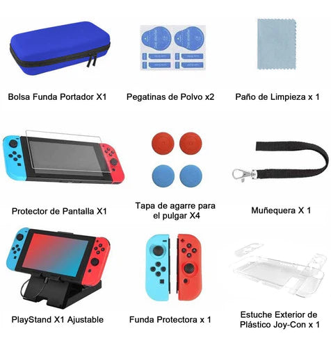 Kit De Accesorios Para Nintendo Switch 16 En 1 Con  Estuche