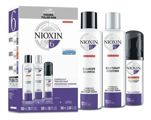 Nioxin 6 Kit Para Caída Del Cabello 3 Productos Color Safe