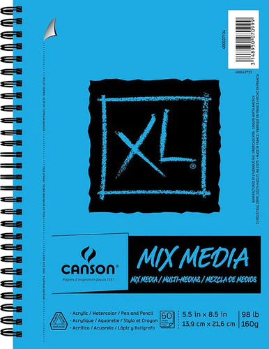 Cuaderno Dibujo Canson Xl Mix Media Lápiz Acuarela 14 X 21.6