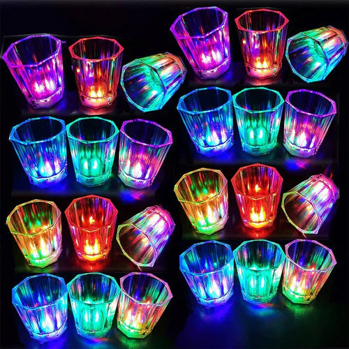 24 Vasos Shots Luz Led Neon Fiestas Tequileros Batucada Boda