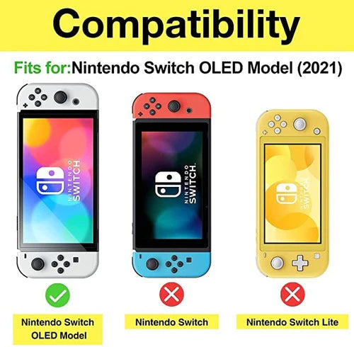 Funda Y 2 Micas Compatible Con Nintendo Switch Oled 2021