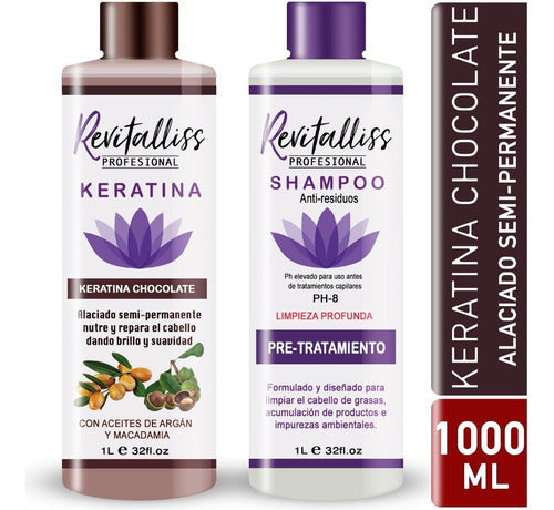 Keratina Brasileña Revitalliss De Chocolate + Shampoo 1000ml